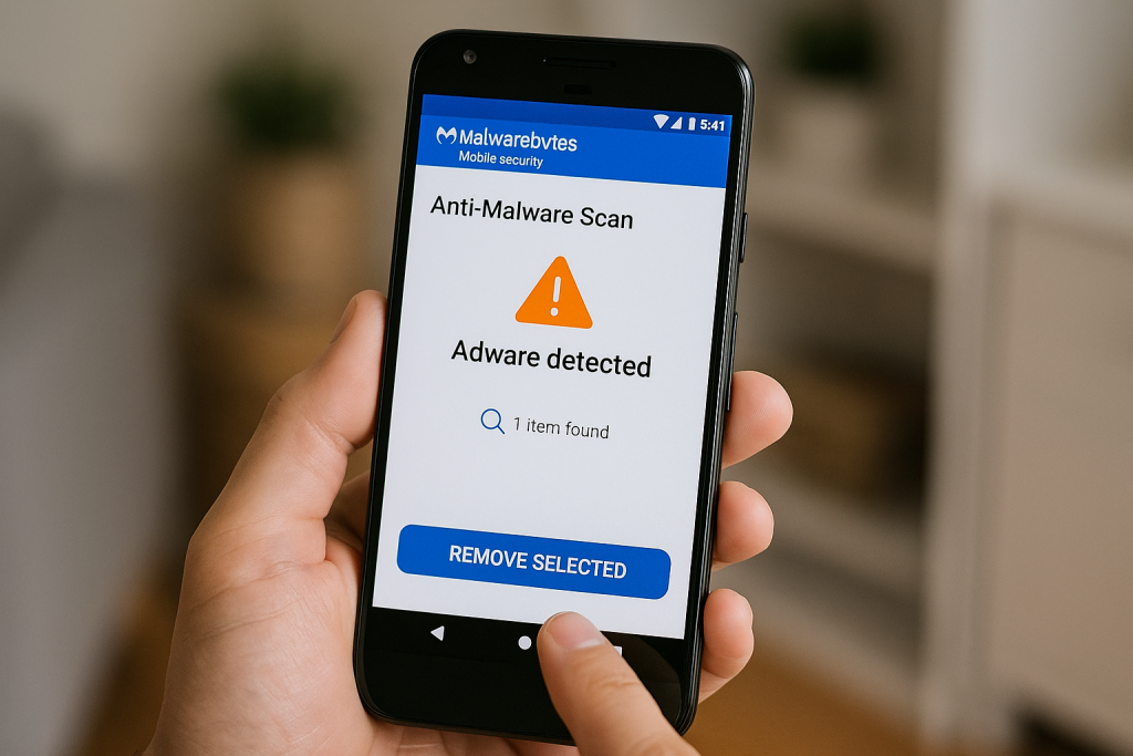 Mobile security app scanning for adware
