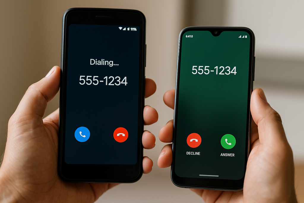 Incoming call or message showing sender’s phone number on screen