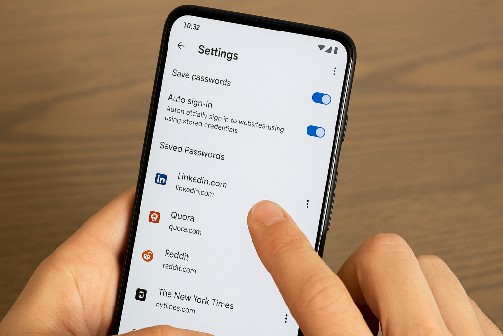 Accessing saved passwords in Google Chrome on Android