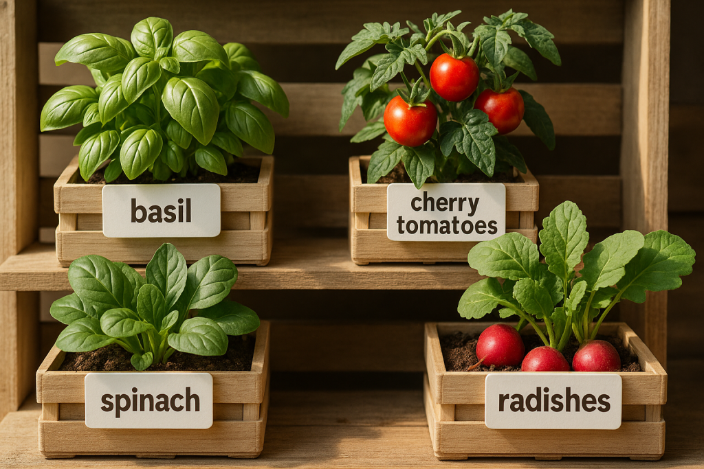 container herbs and vegetables for small home gardens