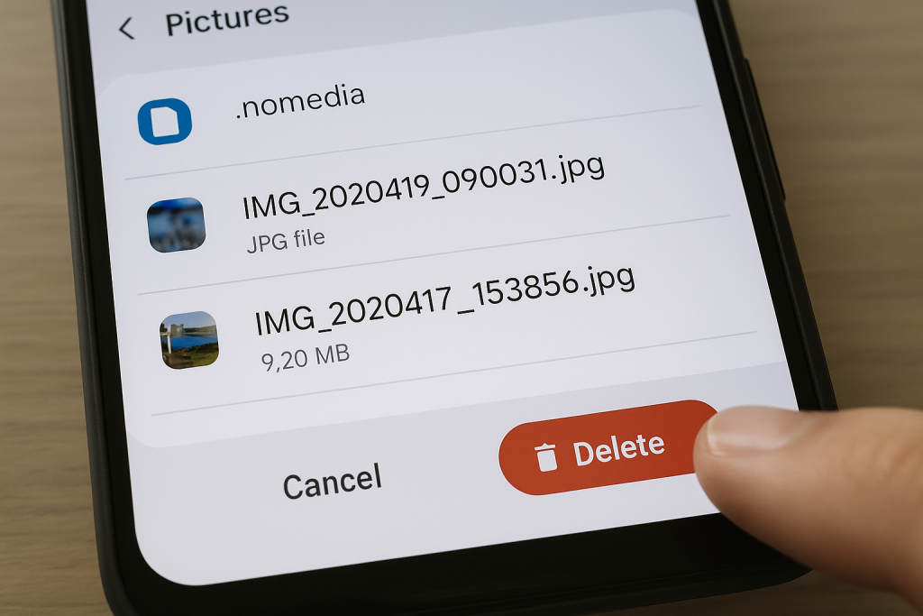 Deleting .nomedia file from Pictures folder on Android