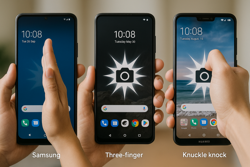 Gesture-based screenshot techniques on Android phones