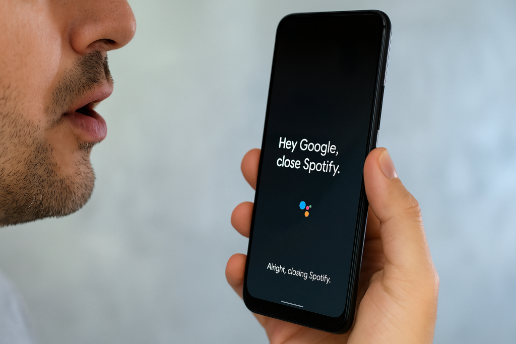 Using Google Assistant to close app on Android