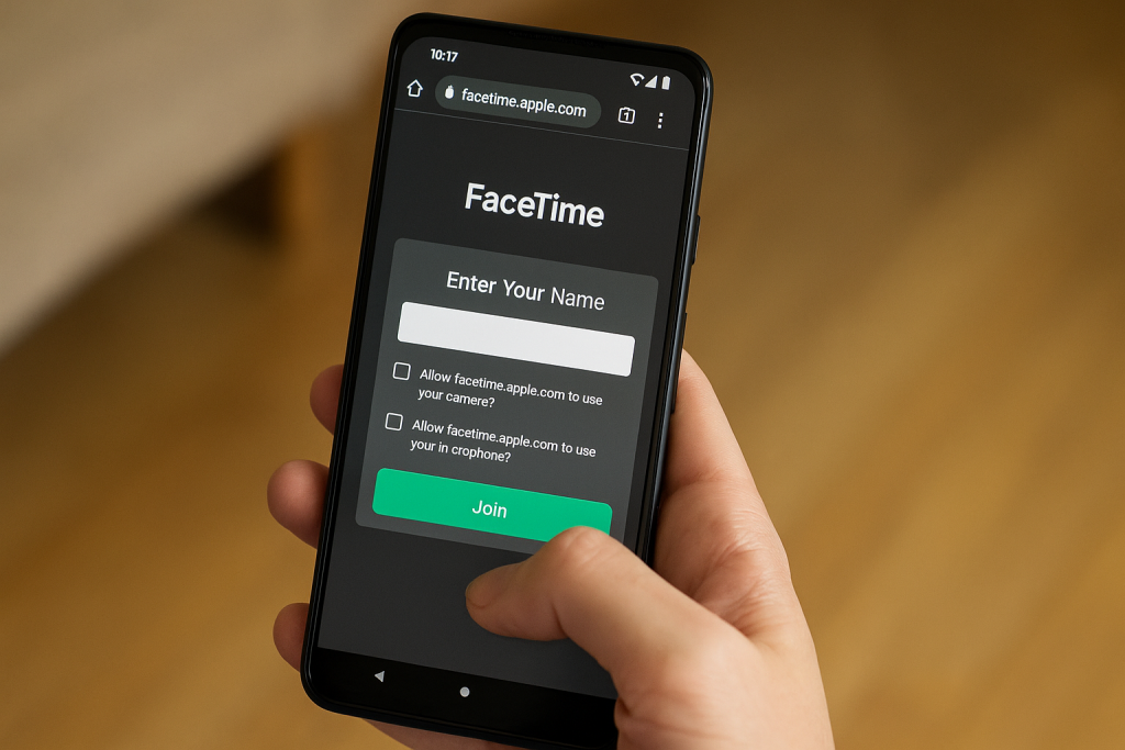 Android phone joining FaceTime via browser with name input