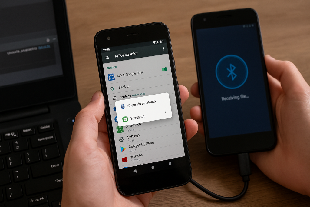 Extracting and sharing APK files for manual app transfer