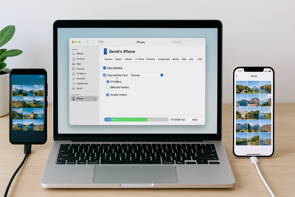 Manual photo transfer from Android to iPhone using computer and iTunes