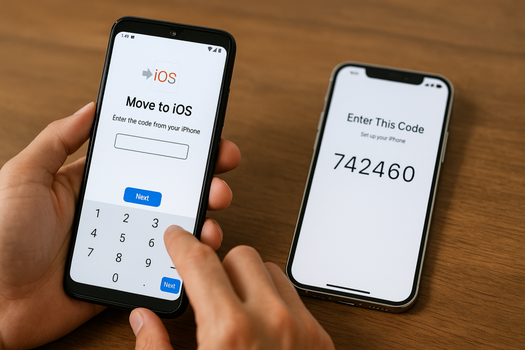 Entering Move to iOS code to connect Android with iPhone