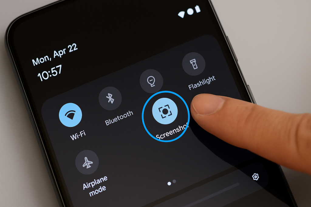 Screenshot option in Android Quick Settings panel