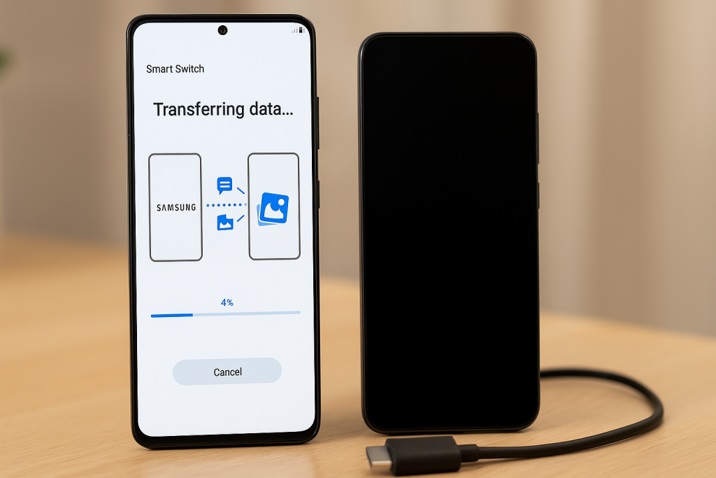 Samsung Smart Switch app transferring apps to new device