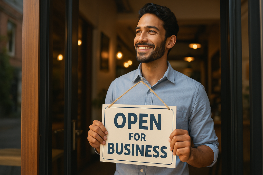 Startup founder opening business without upfront capital