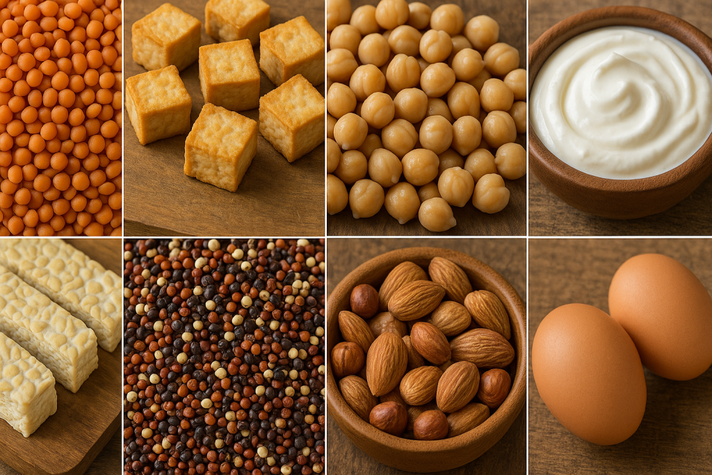 Plant-based protein sources like tofu, legumes, and quinoa