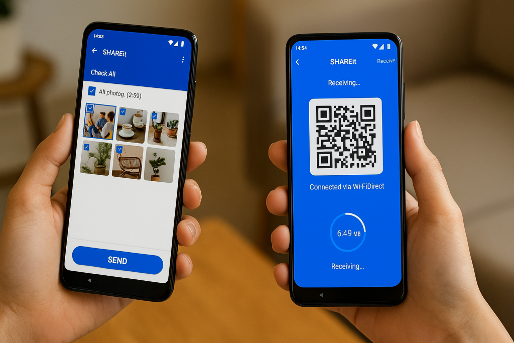 Android phones transferring files via SHAREit using Wi-Fi Direct