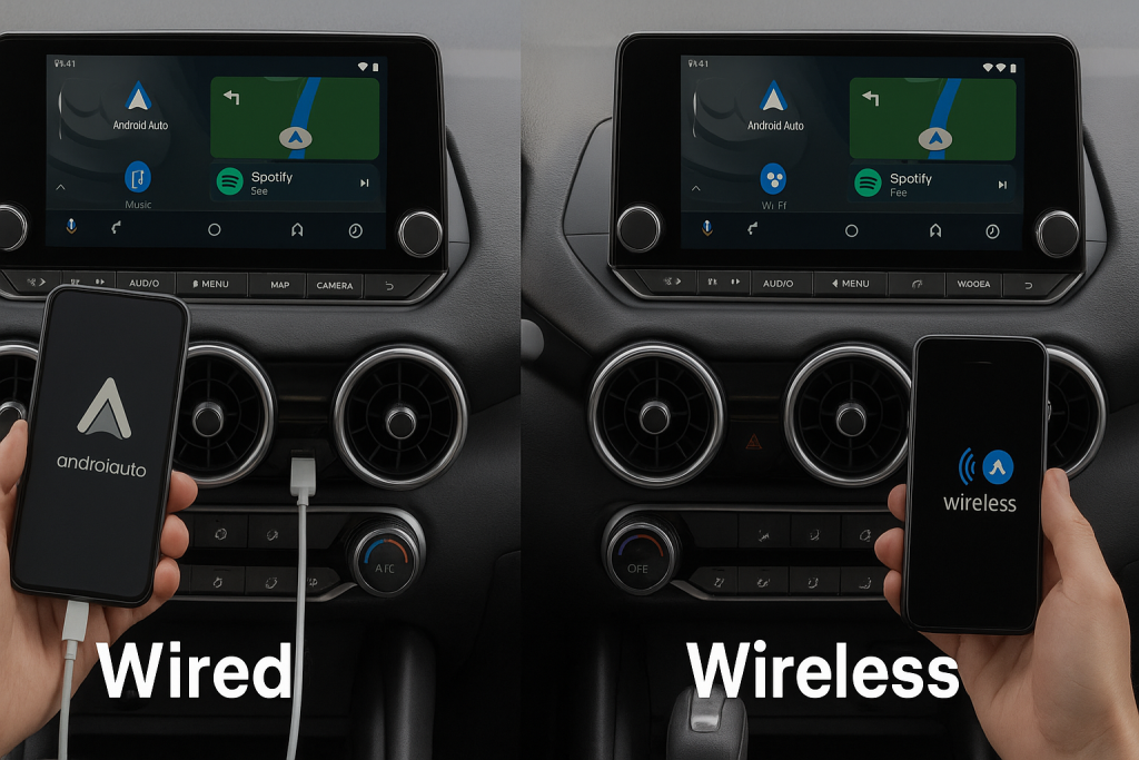 Comparison between wired and wireless Android Auto connection