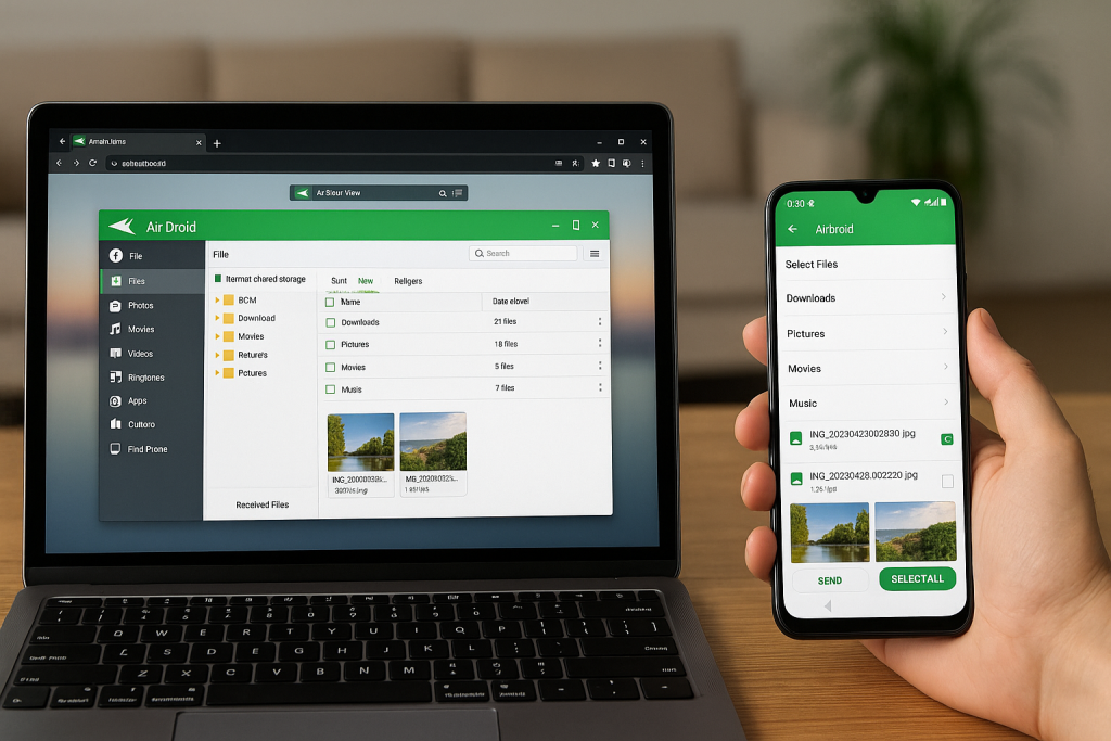 Wireless file transfer using AirDroid between Android and computer