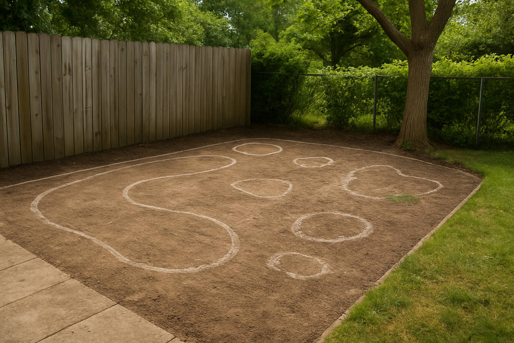 quiet backyard space prepared for zen garden layout