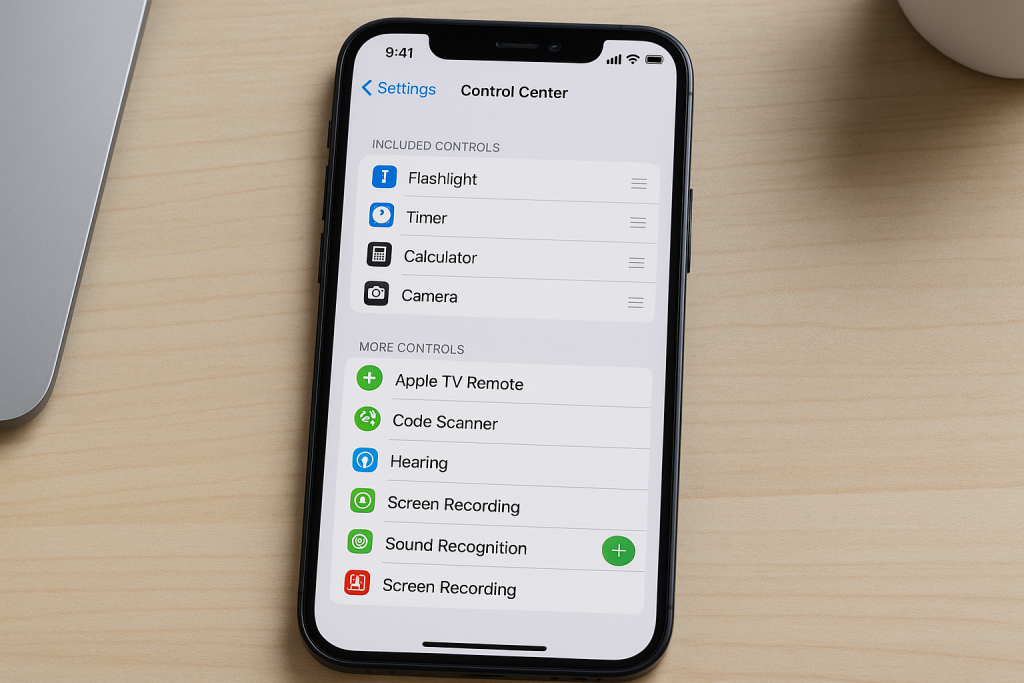 Adding screen recording to iPhone Control Center settings