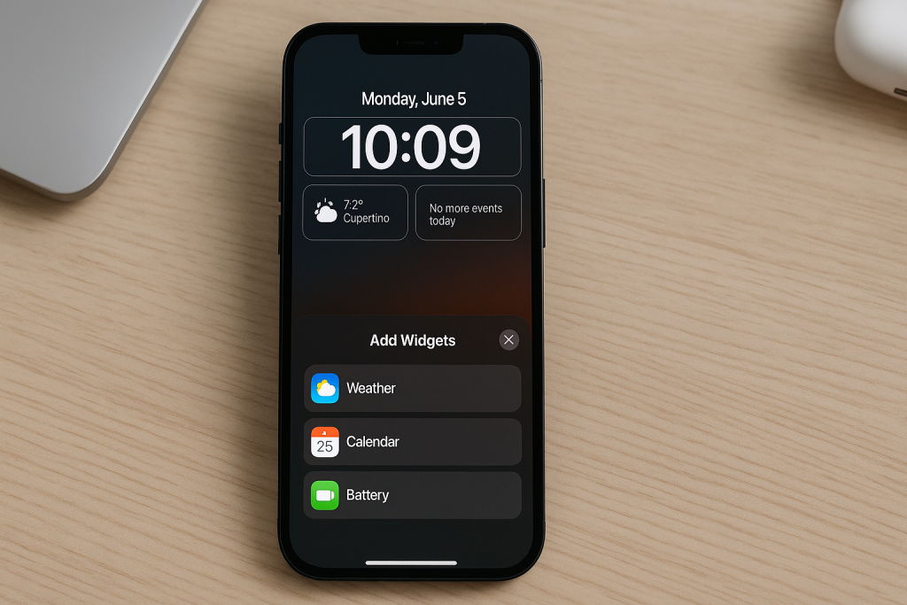 Adding widgets to iPhone lock screen customization screen