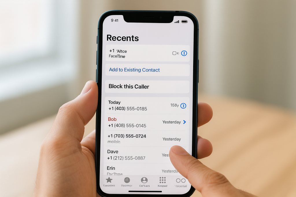Blocking a number in iPhone Phone app from Recents call history