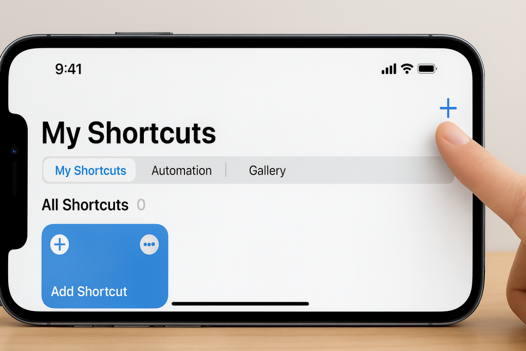 Creating a new shortcut in iPhone Shortcuts app