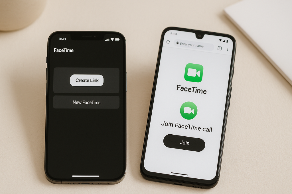 FaceTime link created on iPhone, Android joining call via browser