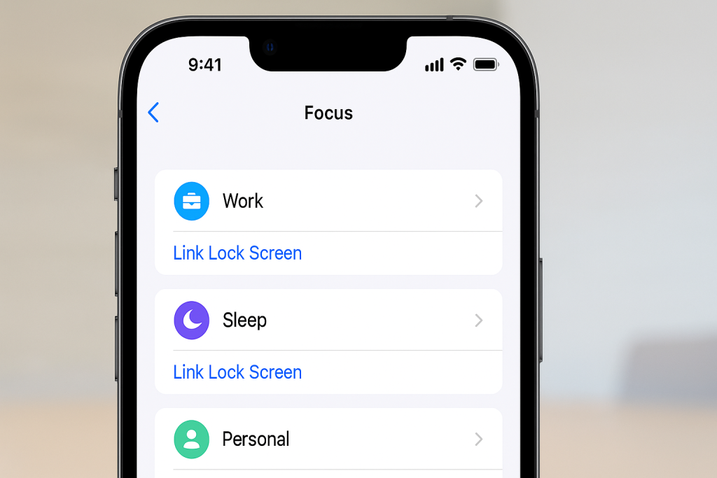 Linking lock screen to Focus Mode profiles on iPhone