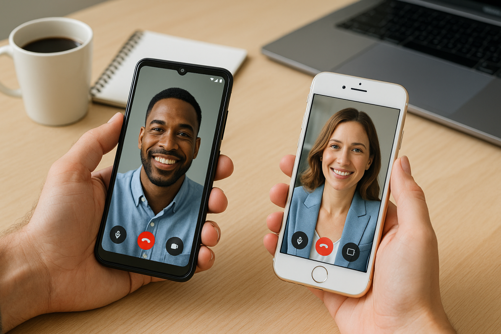 Google Meet video call between Android and iPhone users