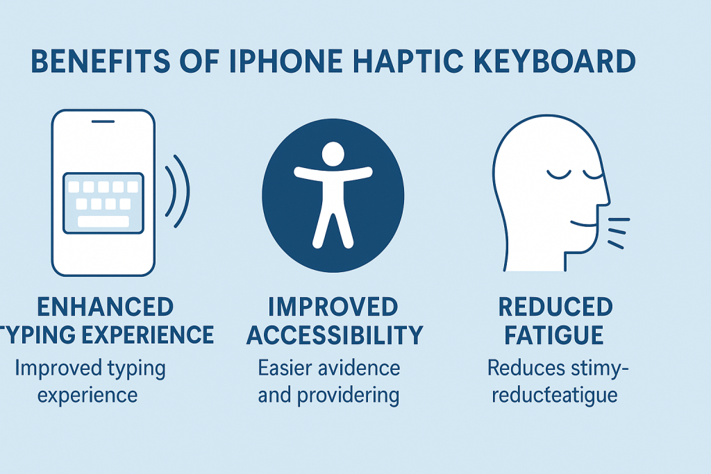 Infographic showing key benefits of using iPhone haptic keyboard
