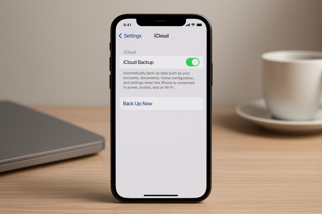 iPhone iCloud backup screen before factory reset