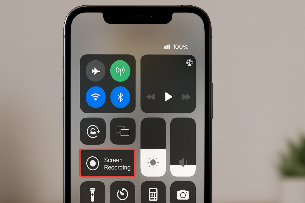 Screen Recording icon in iPhone Control Center