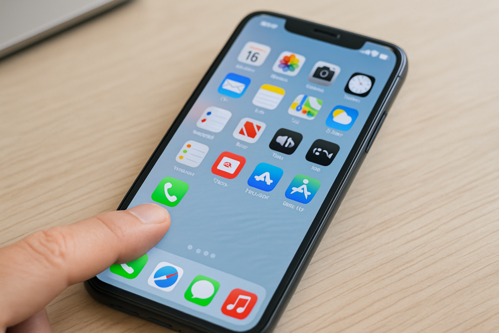 iPhone user opening Phone app to change voicemail greeting
