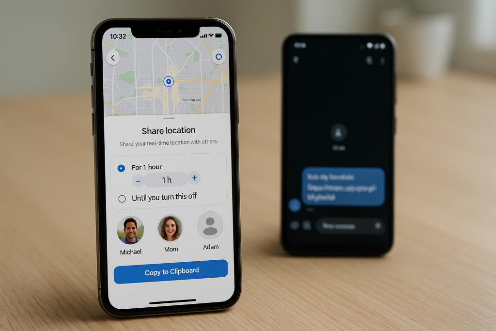 iPhone sharing live location via Google Maps to an Android phone