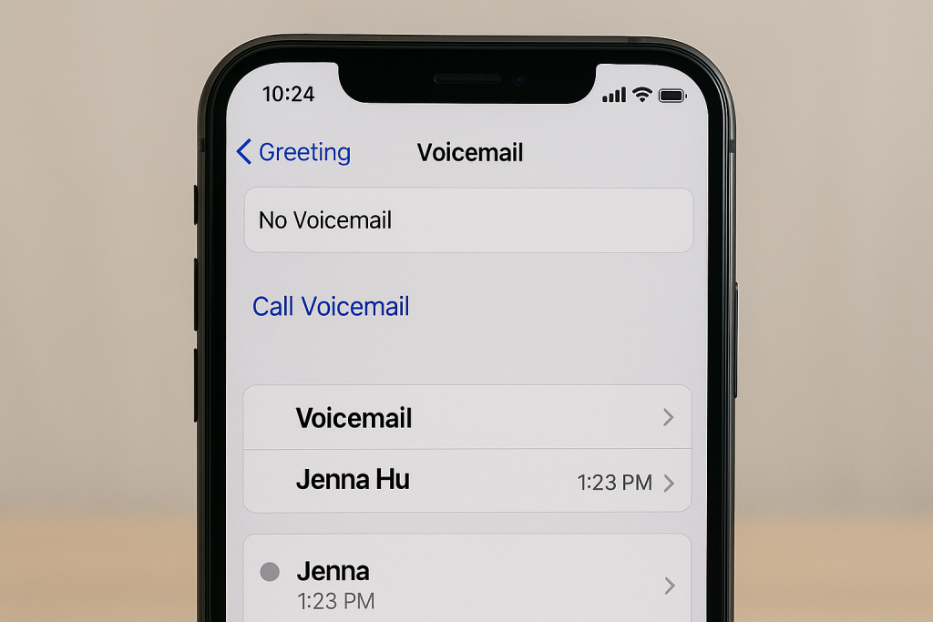 iPhone voicemail settings showing Greeting option