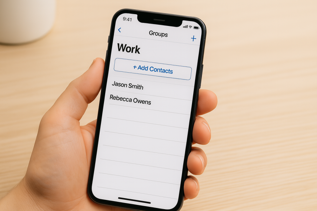 Using the Groups app on iPhone to manage contact groups