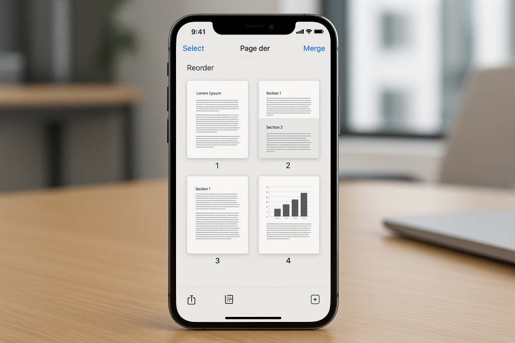 Reordering and merging PDF pages on iPhone app