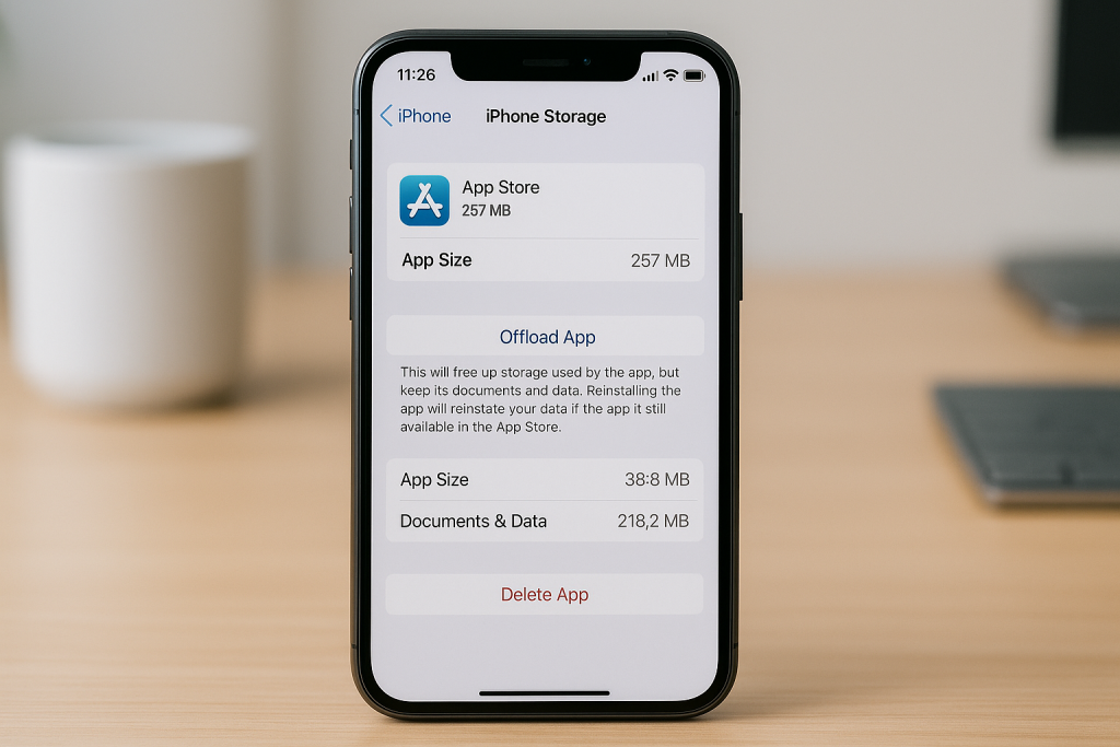 iPhone storage settings with offload app option highlighted