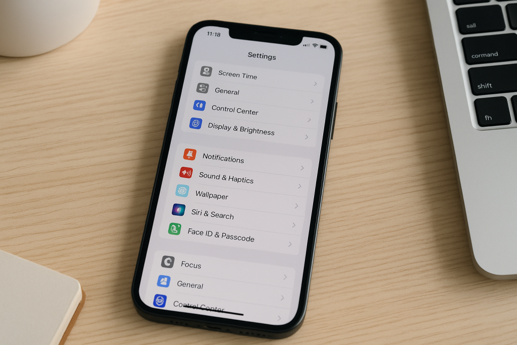 Opening Focus settings on iPhone through the Settings app