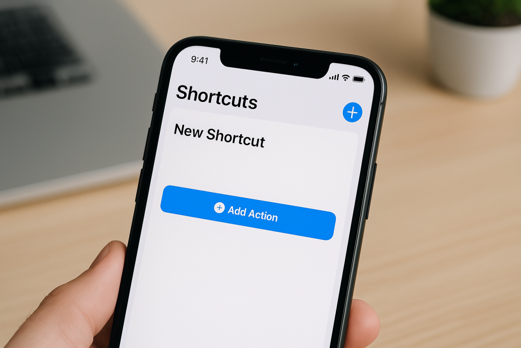 Opening Shortcuts app on iPhone to create custom app icons