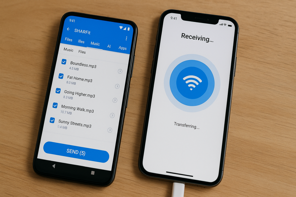 Sharing music wirelessly from Android to iPhone using SHAREit
