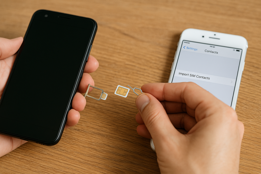 transferring contacts from Android to iPhone using SIM card import option