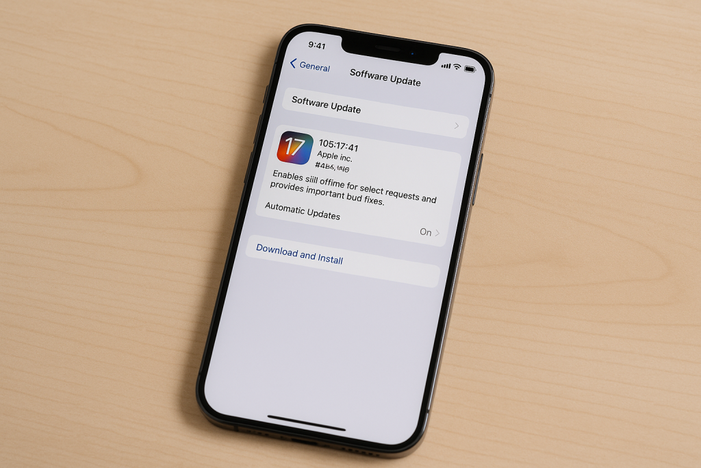 iPhone showing software update screen in Settings to enable Siri offline