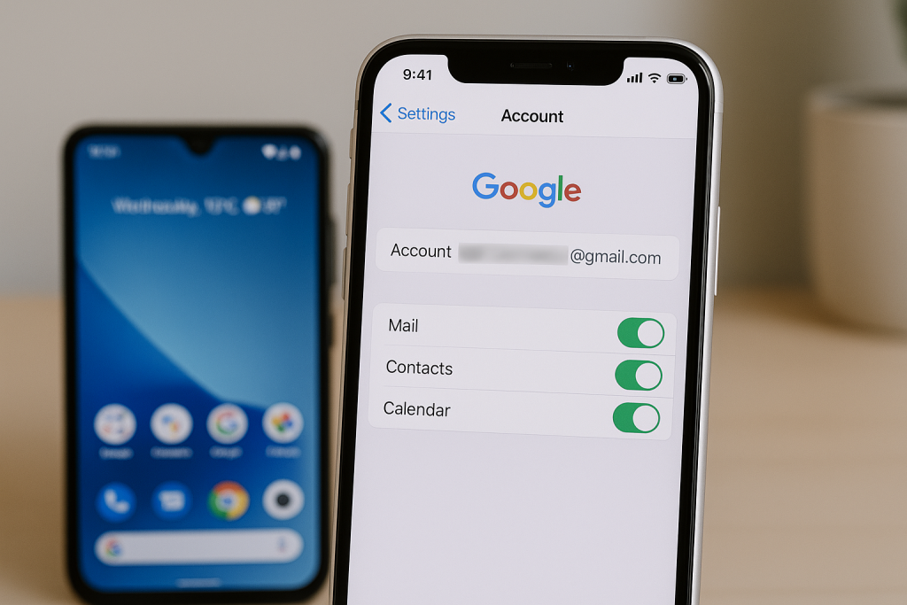 iPhone syncing Google Contacts and Calendar from Android account.