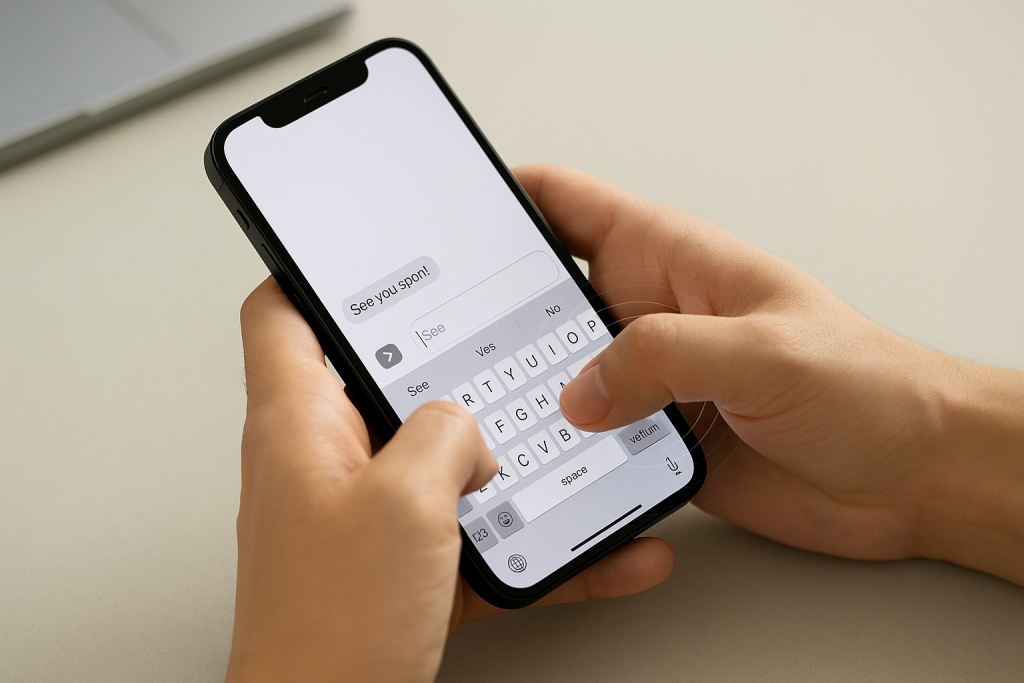Typing on iPhone with haptic feedback enabled on keyboard