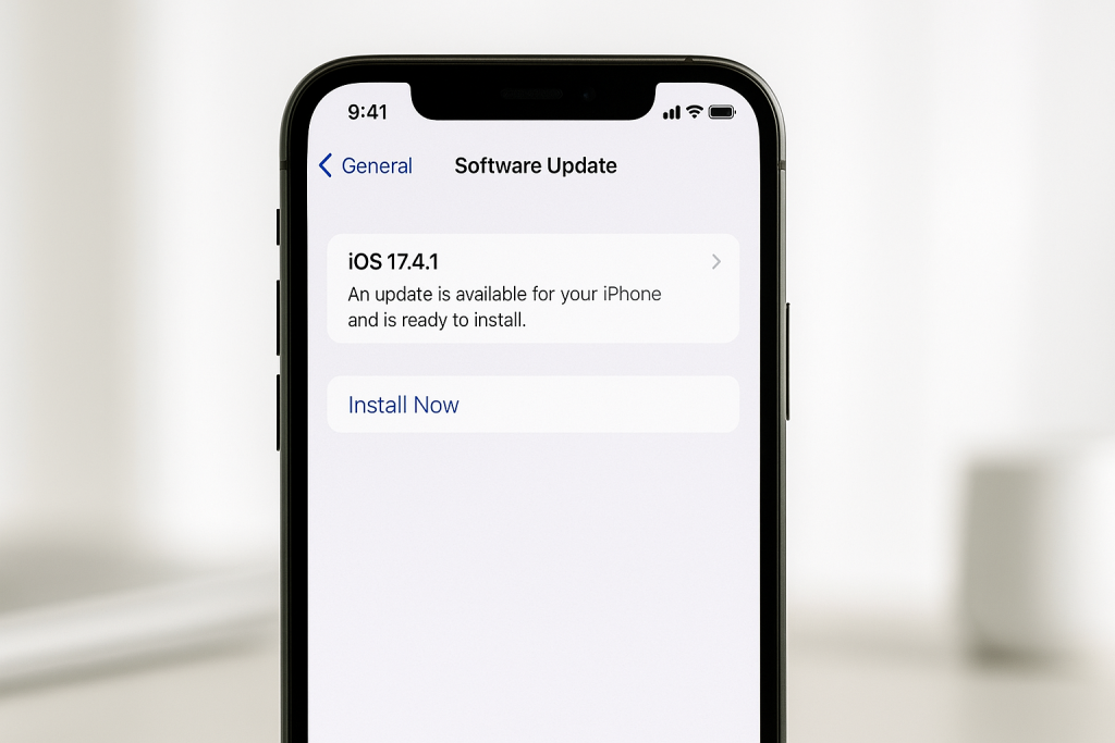 iPhone software update screen showing system update to clear system cache