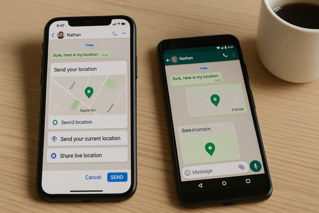 iPhone sending current location to Android via WhatsApp chat