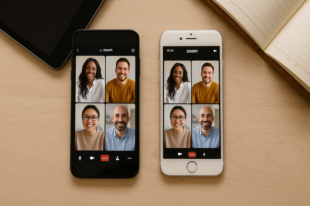 Group Zoom video call on Android and iPhone devices