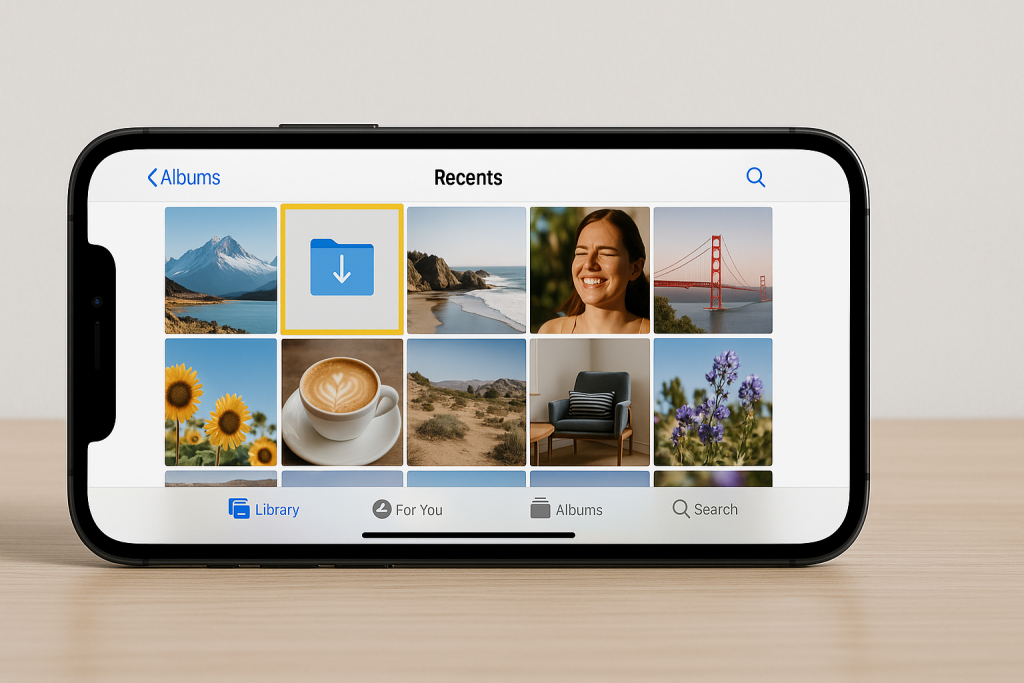 Downloaded image shown in iPhone Photos app recents album