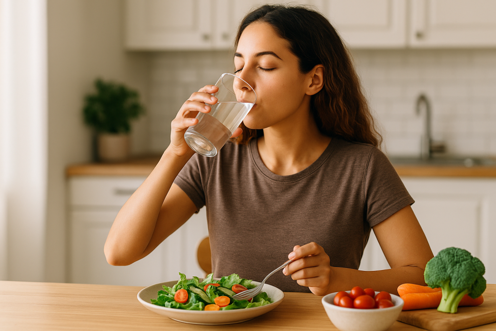 woman drinking water before meal for weight loss