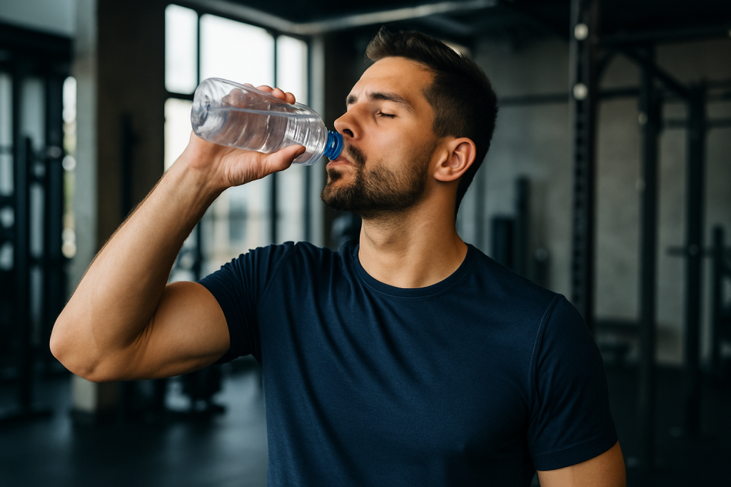 man drinking water after workout for hydration and weight loss