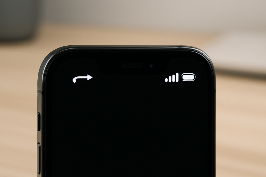 iPhone status bar displaying active Call Forwarding icon